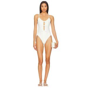 CAROLINE CONSTAS Sabina One Piece in Off White Small New Womens Swimsuit
